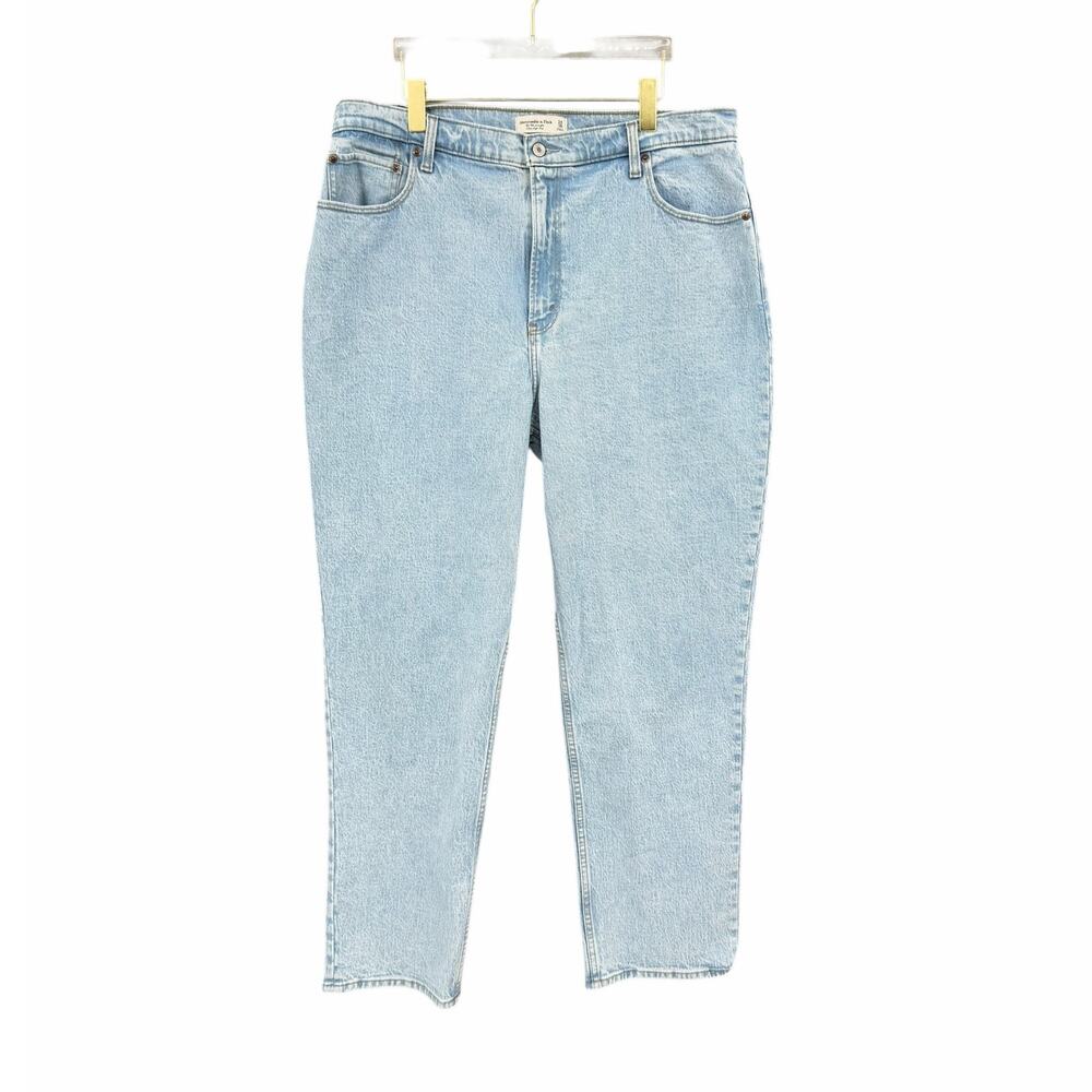 Abercrombie 90s Straight Curve Love Light Wash Rigid Denim Ultra High Rise Jeans